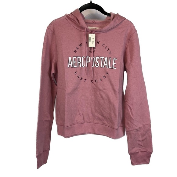 Aeropostale Hoodie V-Neck Pullover Long Sleeve New York City East Coast Cropped - Picture 1 of 9